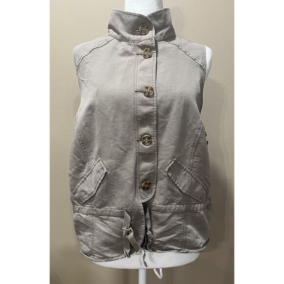 Old Navy Women Drawstring Waist Vest L Gorp Core, Utility, Lagenlook Military - Picture 1 of 8